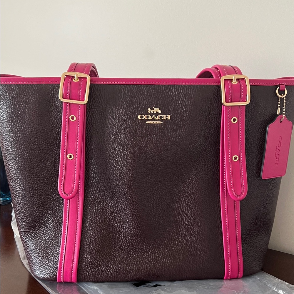 $550 Coach Ashton Leather Tote Bag in Ox blood Multi like new!!
